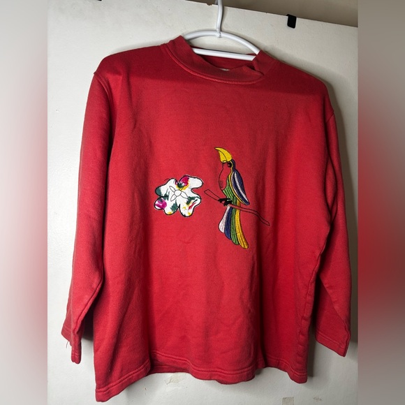 no brand Sweaters - Red Toucan Bird Embroidered Sweatshirt